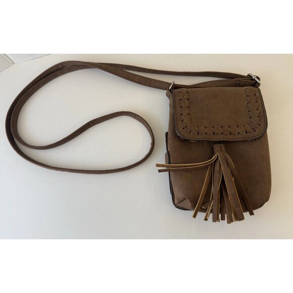 American Eagle Handbags - American Eagle Brown Leather Crossbody Small Bag Phone Cards utility Festival